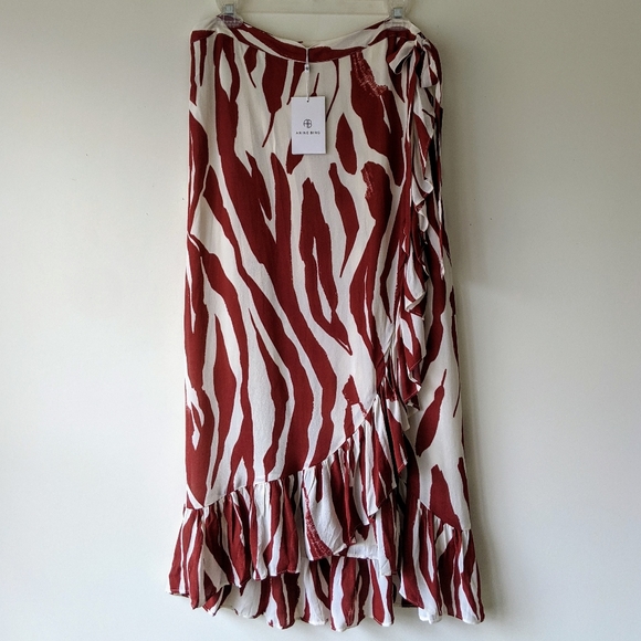 ANINE BING 'Lucky' Zebra Print Ruffled Wrap Skirt L NWT - Picture 11 of 15